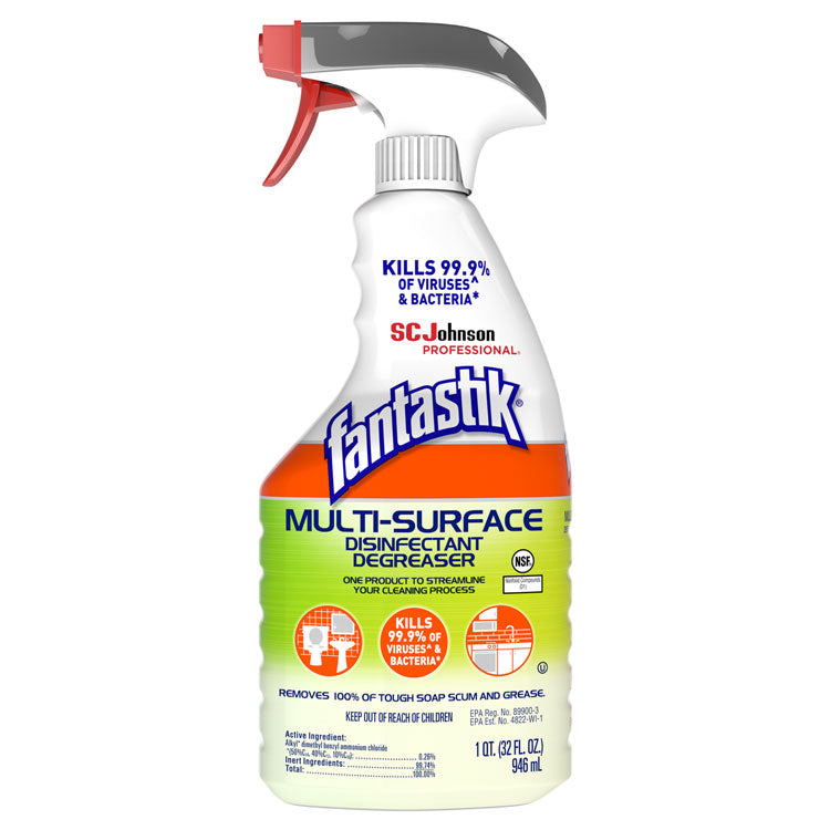 Fantastik - Multi-Surface Disinfectant Degreaser, Herbal, 32 oz Spray Bottle, 8/Carton