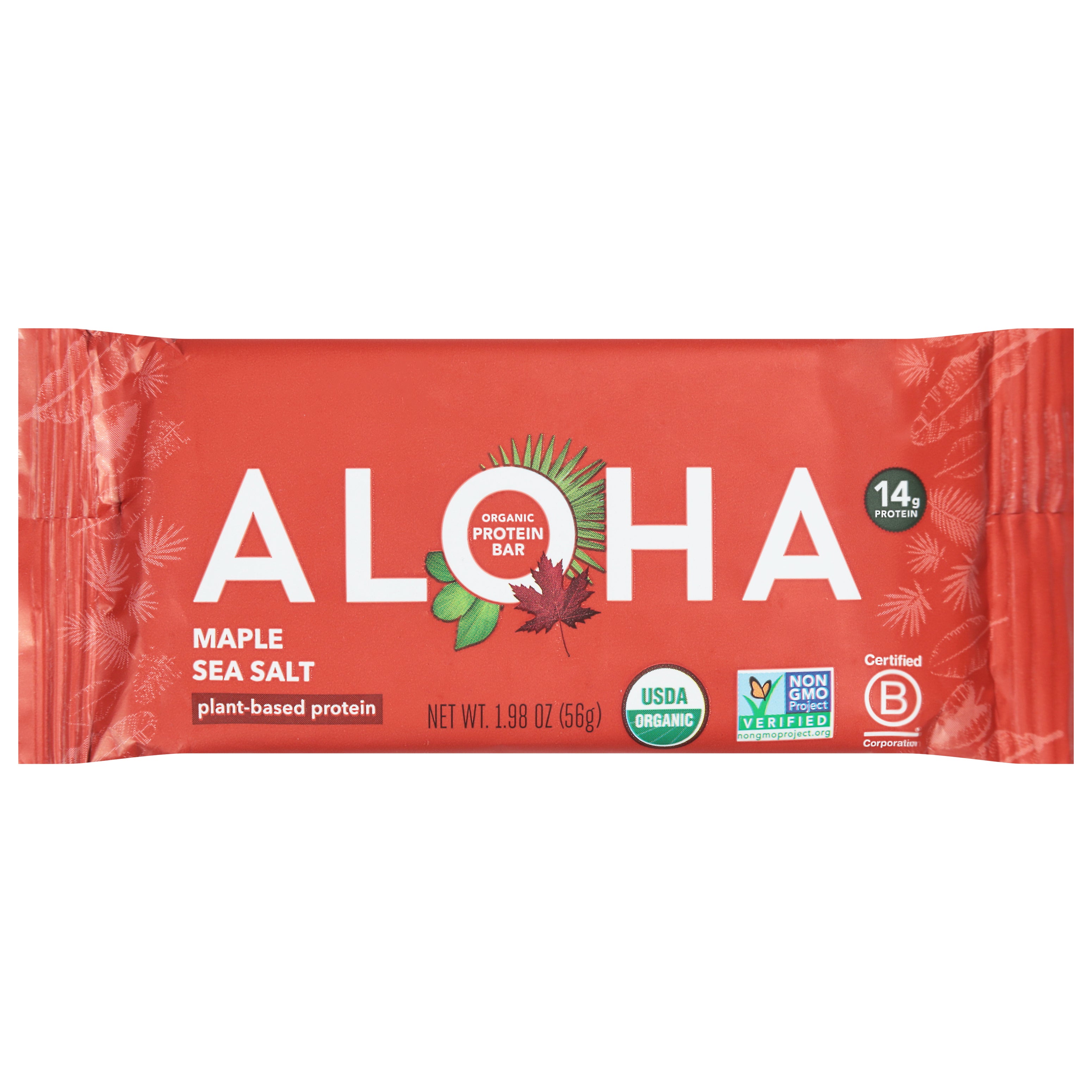 Aloha Organic Maple Sea Salt Protein Bar 1.98 oz - Case of 12