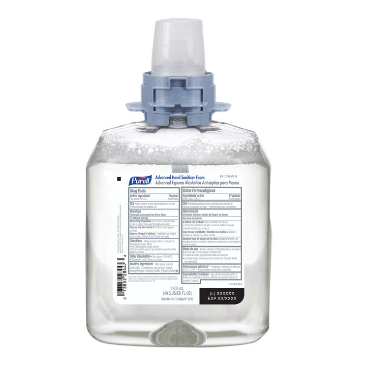 PURELL - FMX-12 Refill Advanced Foam Hand Sanitizer, 1,200 mL, Unscented, 4/Carton