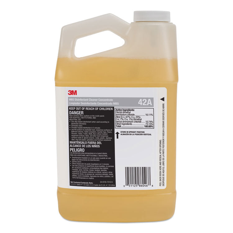 3M - MBS Disinfectant Cleaner Concentrate, 0.5 gal Bottle, Unscented, 4/Carton