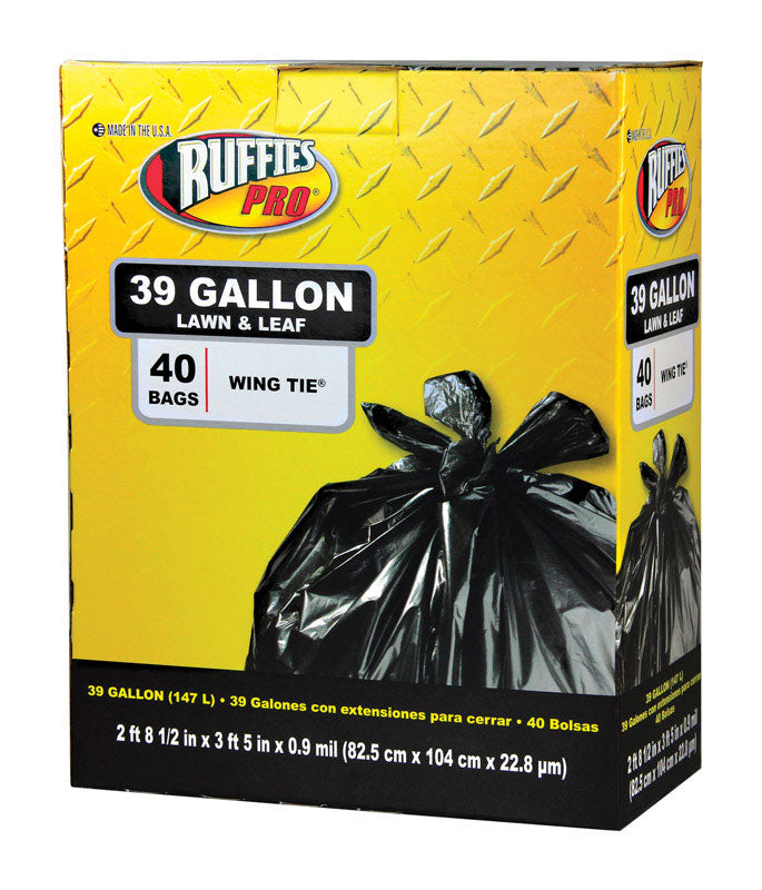 RUFFIES - Ruffies Pro 39 gal Lawn & Leaf Bags Wing Ties 40 pk - Case of 6