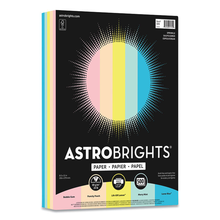 Astrobrights - Color Paper, 24 lb Bond Weight, 8.5 x 11, Assorted Colors, 500/Ream
