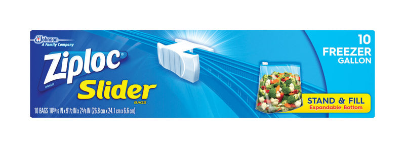 ZIPLOC - Ziploc Slider 1 gal Clear Freezer Bag 10 pk - Case of 12