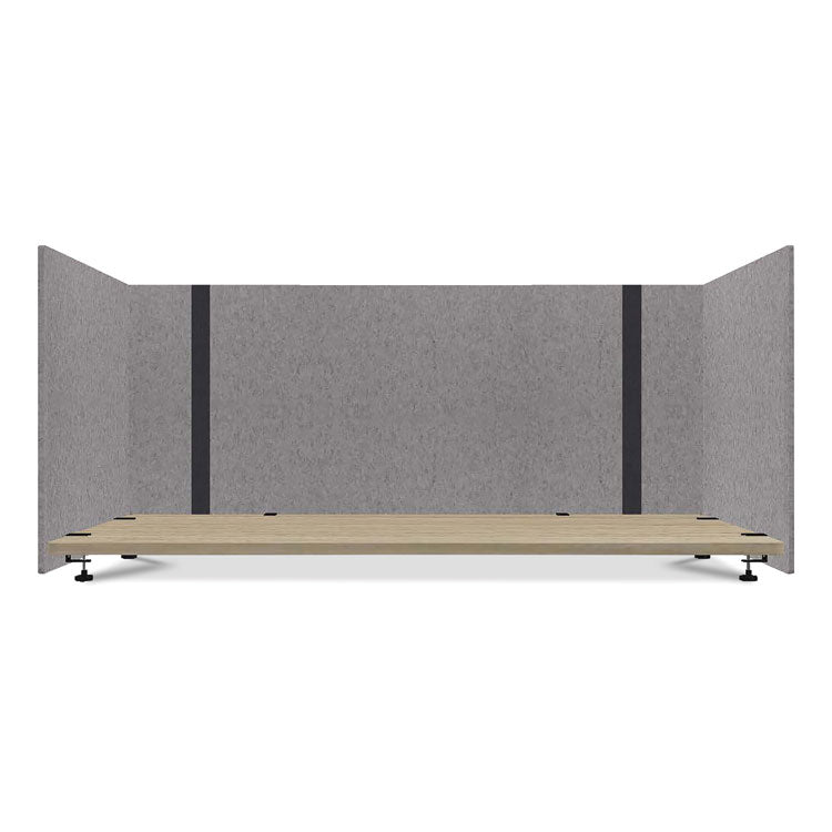 Lumeah - Adjustable Desk Screen with Returns, 48 to 78 x 29 x 26.5, Polyester, Gray