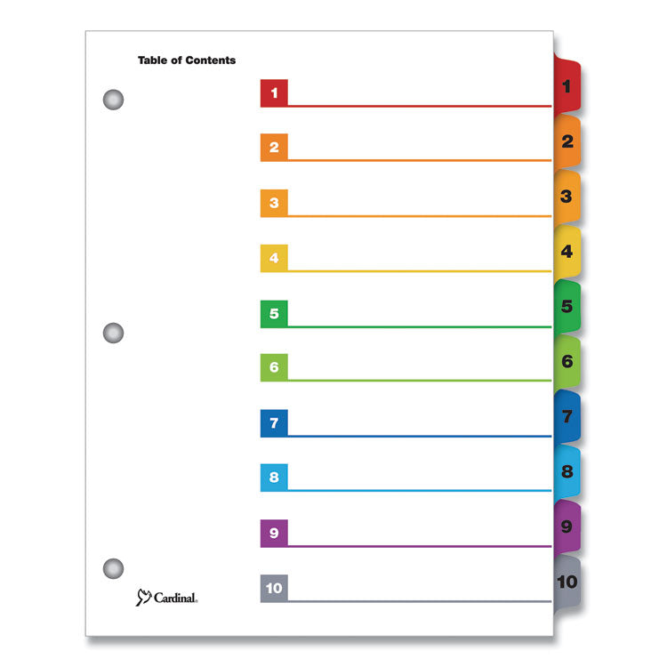 Cardinal - OneStep Printable Table of Contents and Dividers, 10-Tab, 1 to 10, 11 x 8.5, White, 1 Set (7471279)