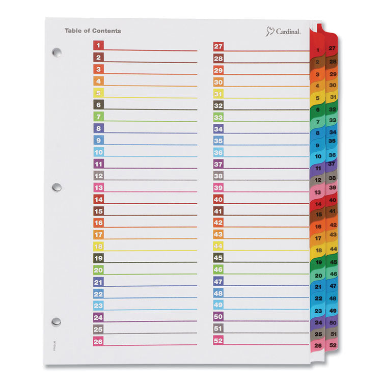 Cardinal - OneStep Printable Table of Contents and Dividers - Double Column, 52-Tab, 1 to 52, 11 x 8.5, White, 1 Set