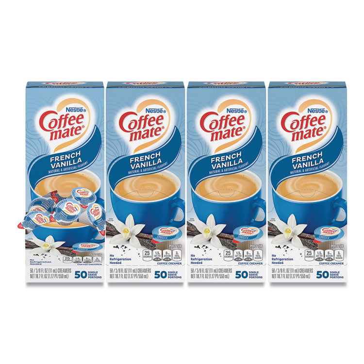 Coffee mate - Liquid Coffee Creamer, French Vanilla, 0.38 oz Mini Cups, 50/Box, 4 Boxes/Carton, 200 Total/Carton