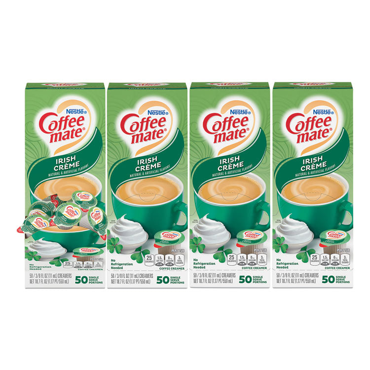 Coffee mate - Liquid Coffee Creamer, Irish Creme, 0.38 oz Mini Cups, 50/Box, 4 Boxes/Carton, 200 Total/Carton