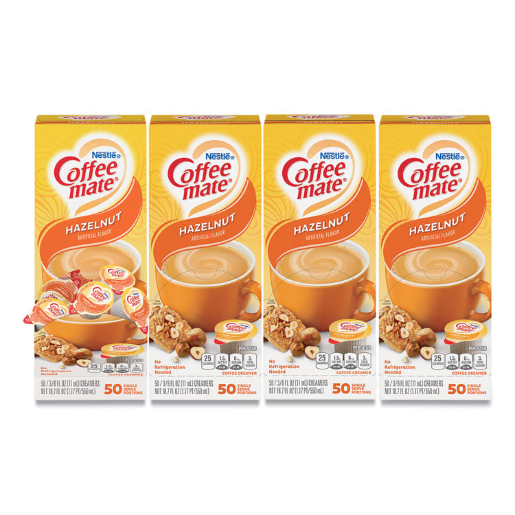 Coffee mate - Liquid Coffee Creamer, Hazelnut, 0.38 oz Mini Cups, 50/Box, 4 Boxes/Carton, 200 Total/Carton