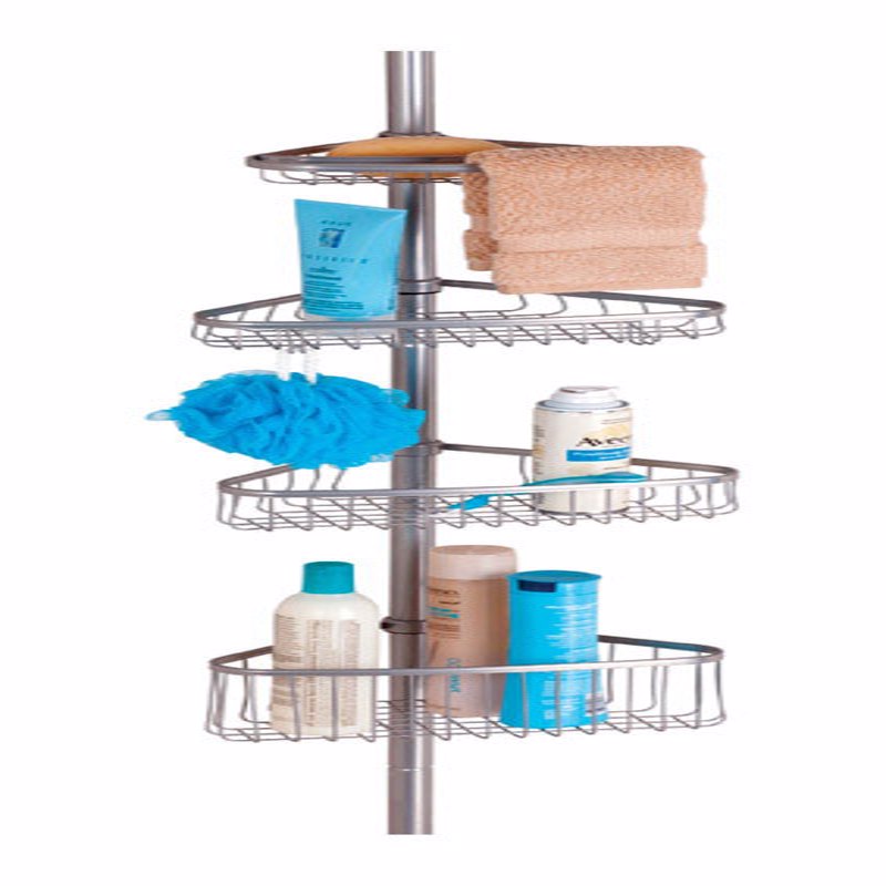 IDESIGN - iDesign York 9 in. H X 11.1 in. W X 11.1 in. L Silver Shower Caddy