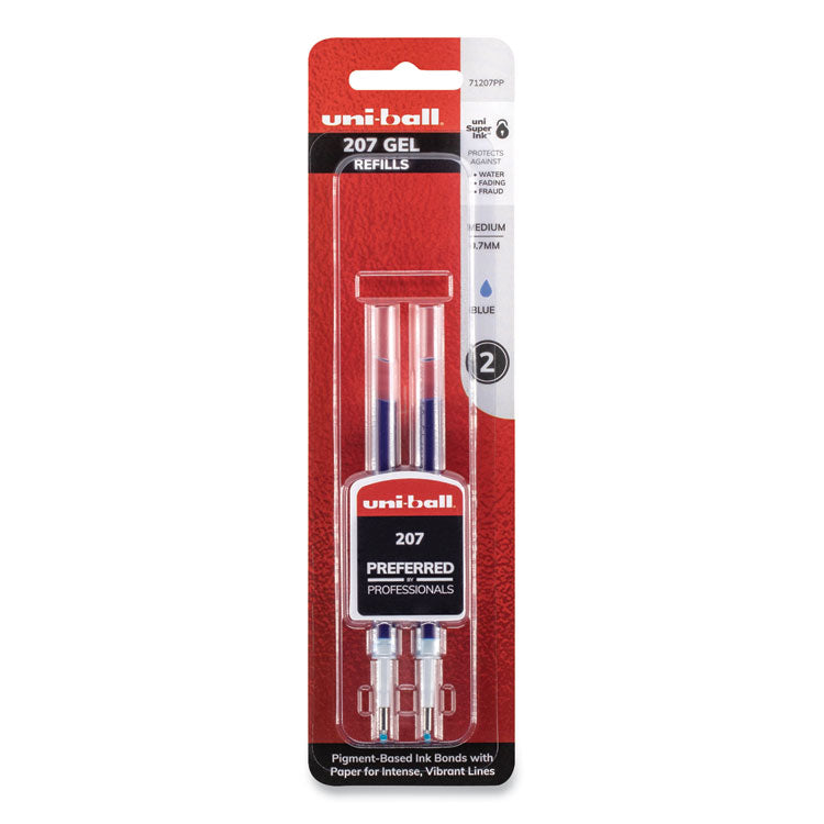 uniball - Refill for Signo Gel 207 Pens, Medium Conical Tip, Blue Ink, 2/Pack