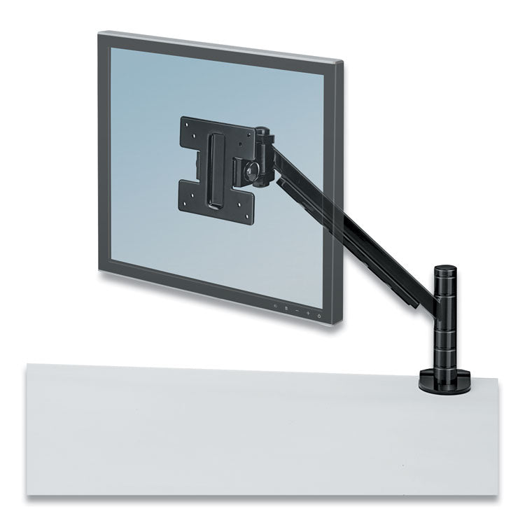 Fellowes - Designer Suites Flat Panel Monitor Arm, 180 Degree Rotation, 45 Degree Tilt, 360 Degree Pan, Black, Supports 20 lb