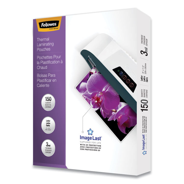 Fellowes - ImageLast Laminating Pouches with UV Protection, 3 mil, 9" x 11.5", Clear, 150/Pack