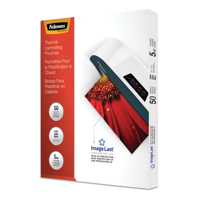 Fellowes - ImageLast Laminating Pouches with UV Protection, 5 mil, 9" x 11.5", Clear, 50/Pack