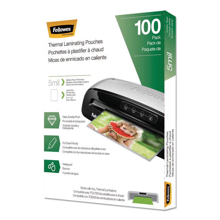 Fellowes - Laminating Pouches, 5 mil, 9" x 11.5", Gloss Clear, 100/Pack (7857063)