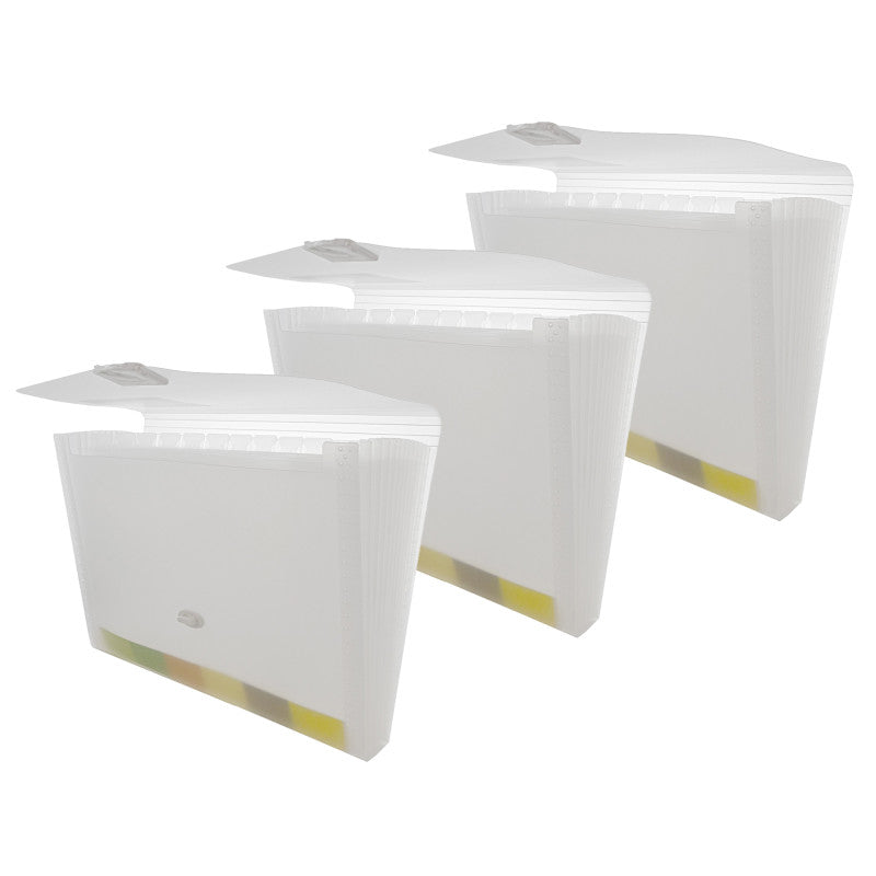 BAZIC PRODUCTS - Translucent 13-Pocket Letter Size Poly Expanding File, Pack of 3