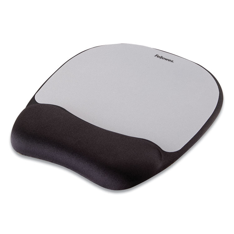 Fellowes - Memory Foam Mouse Pad with Wrist Rest, 7.93 x 9.25, Black/Silver