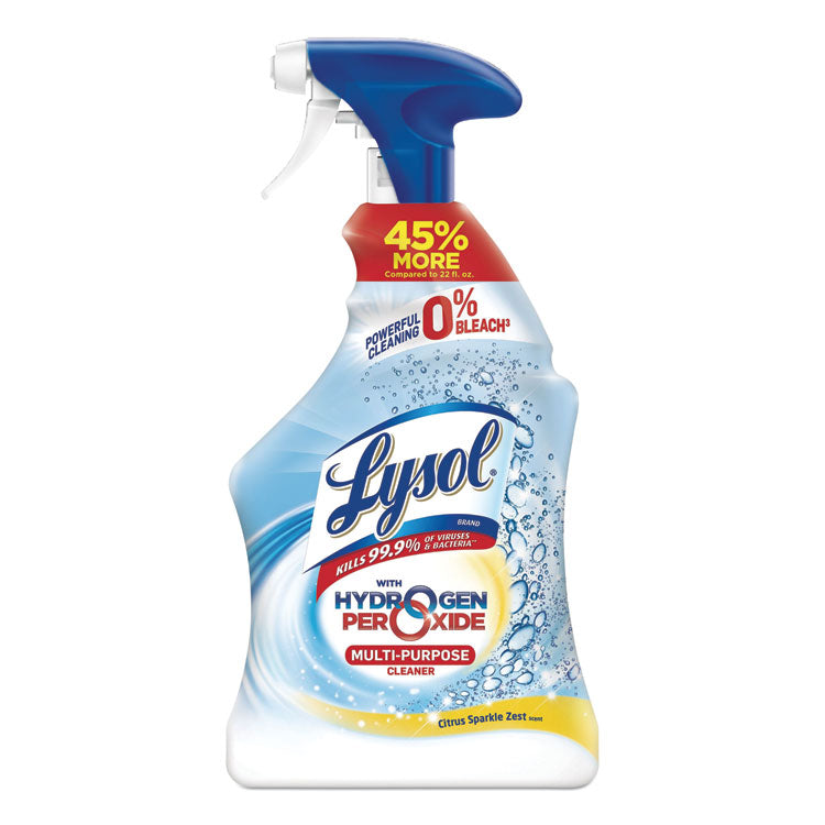 LYSOL Brand - Multi-Purpose Hydrogen Peroxide Cleaner, Citrus Sparkle Zest, 32 oz Trigger Spray Bottle, 9/Carton