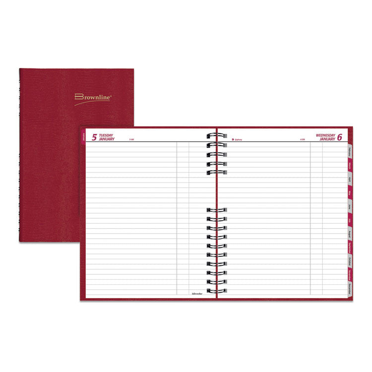 Brownline - CoilPro Daily Planner, 10 x 7.88, Red Cover, 12-Month (Jan to Dec): 2024