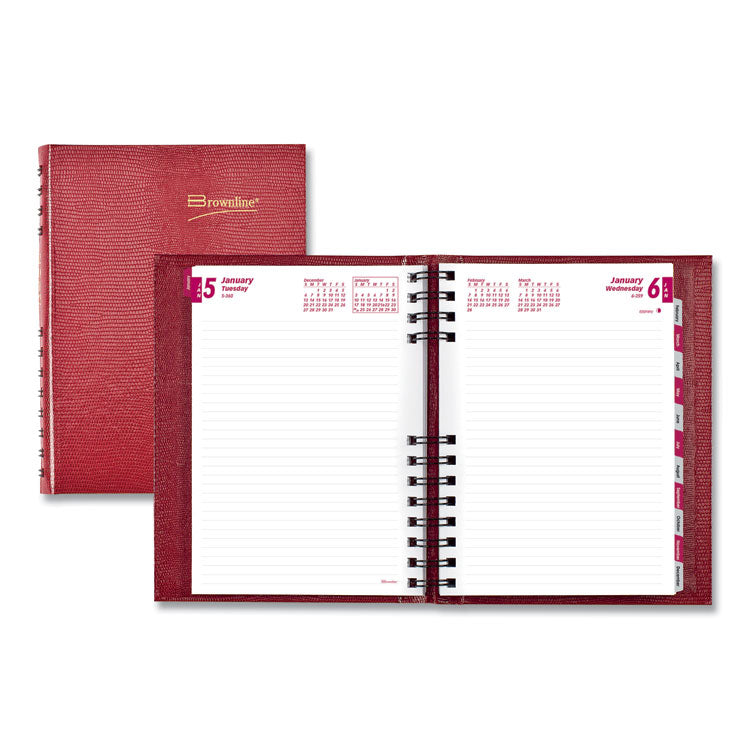 Brownline - CoilPro Ruled Daily Planner, 8.25 x 5.75, Red Cover, 12-Month (Jan to Dec): 2024