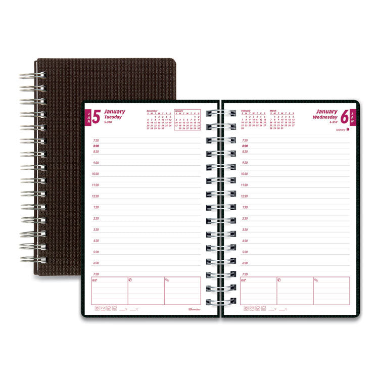 Brownline - DuraFlex Daily Planner, 8 x 5, Black Cover, 12-Month (Jan to Dec): 2024