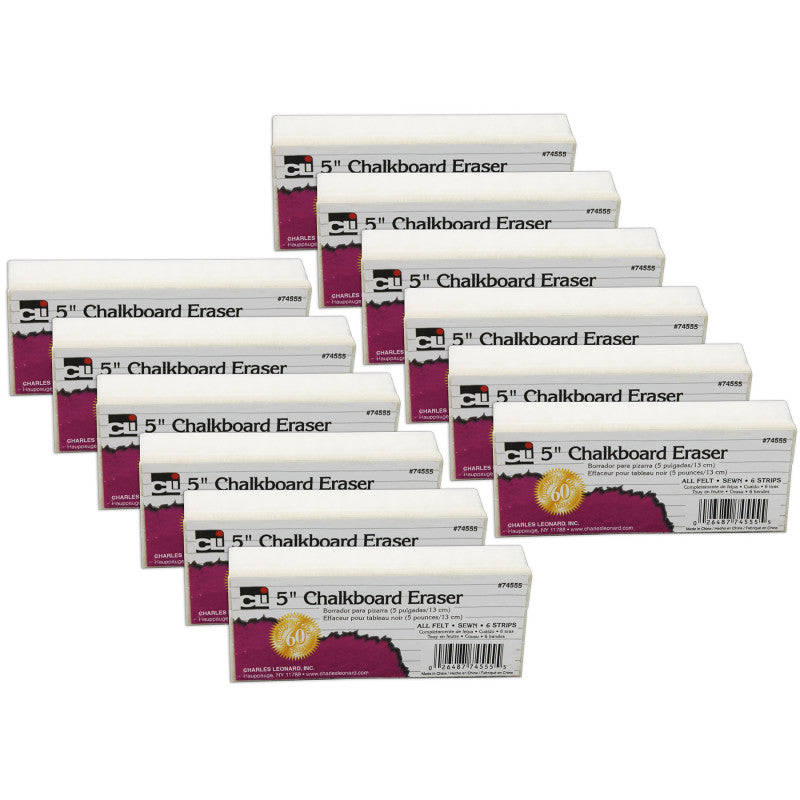 CHARLES LEONARD - Standard Chalkboard Eraser, Pack of 12