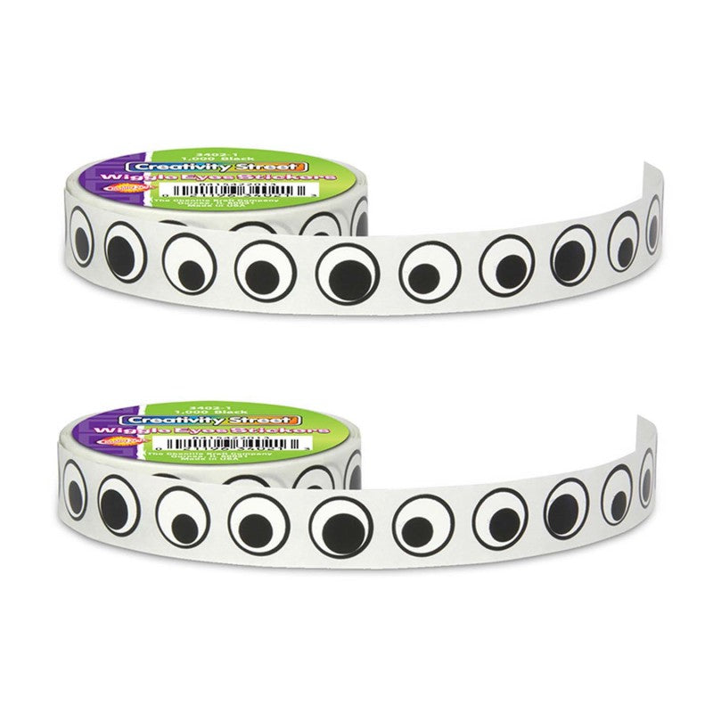 CREATIVITY STREET - Wiggle Eyes Sticker Roll, Black, 0.5", 1000 Per Roll, 2 Rolls