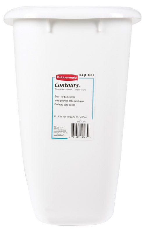 RUBBERMAID - Rubbermaid Contours 3.5 gal White Plastic Vanity Wastebasket - Case of 6