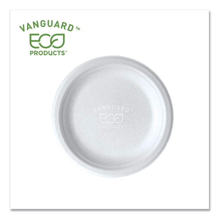 Eco-Products - Vanguard Renewable and Compostable Sugarcane Plates, 6" dia, White, 1,000/Carton