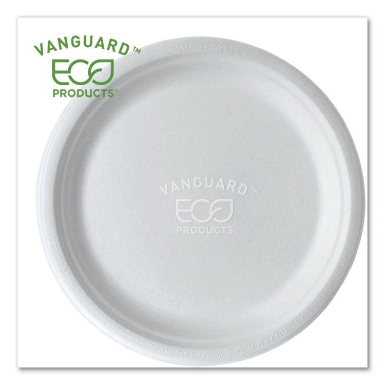 Eco-Products - Vanguard Renewable and Compostable Sugarcane Plates, 10" dia, White, 500/Carton