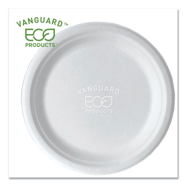 Eco-Products - Vanguard Renewable and Compostable Sugarcane Plates, 9" dia, White, 500/Carton