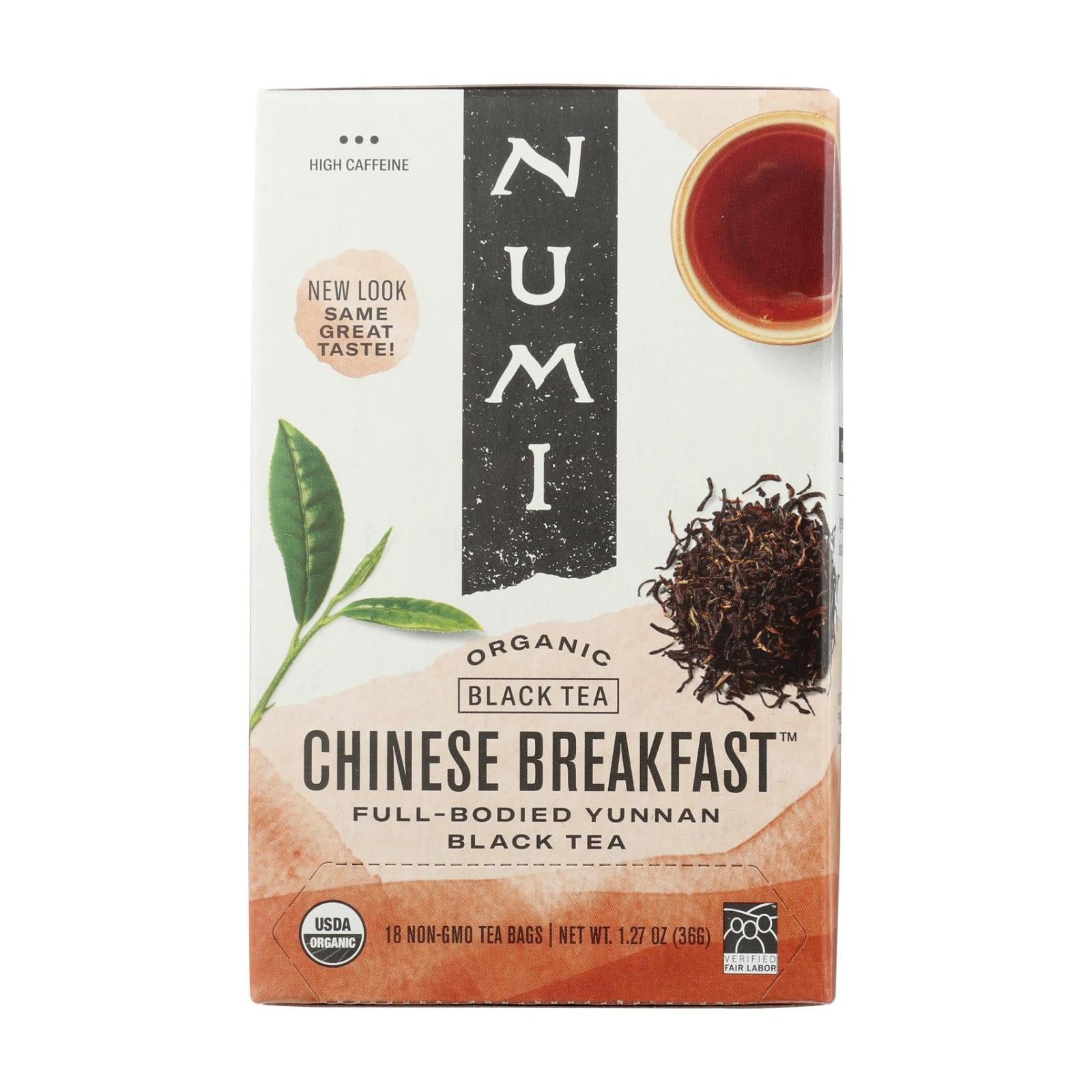 Numi Chinese Breakfast Yunnan Black Tea - 18 Tea Bags - Case of 6