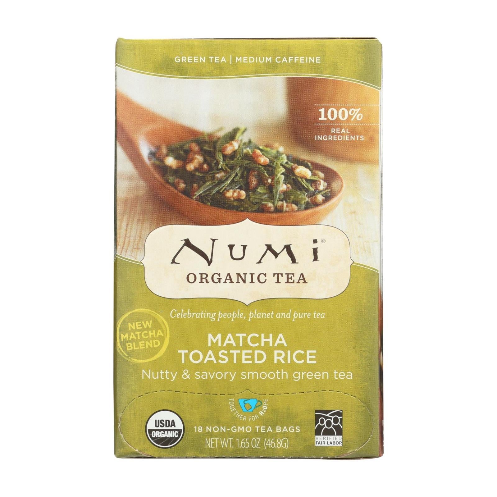 Numi Tea Toasted Rice Green Tea - Organic - Case Of 6 - 18 Bags
