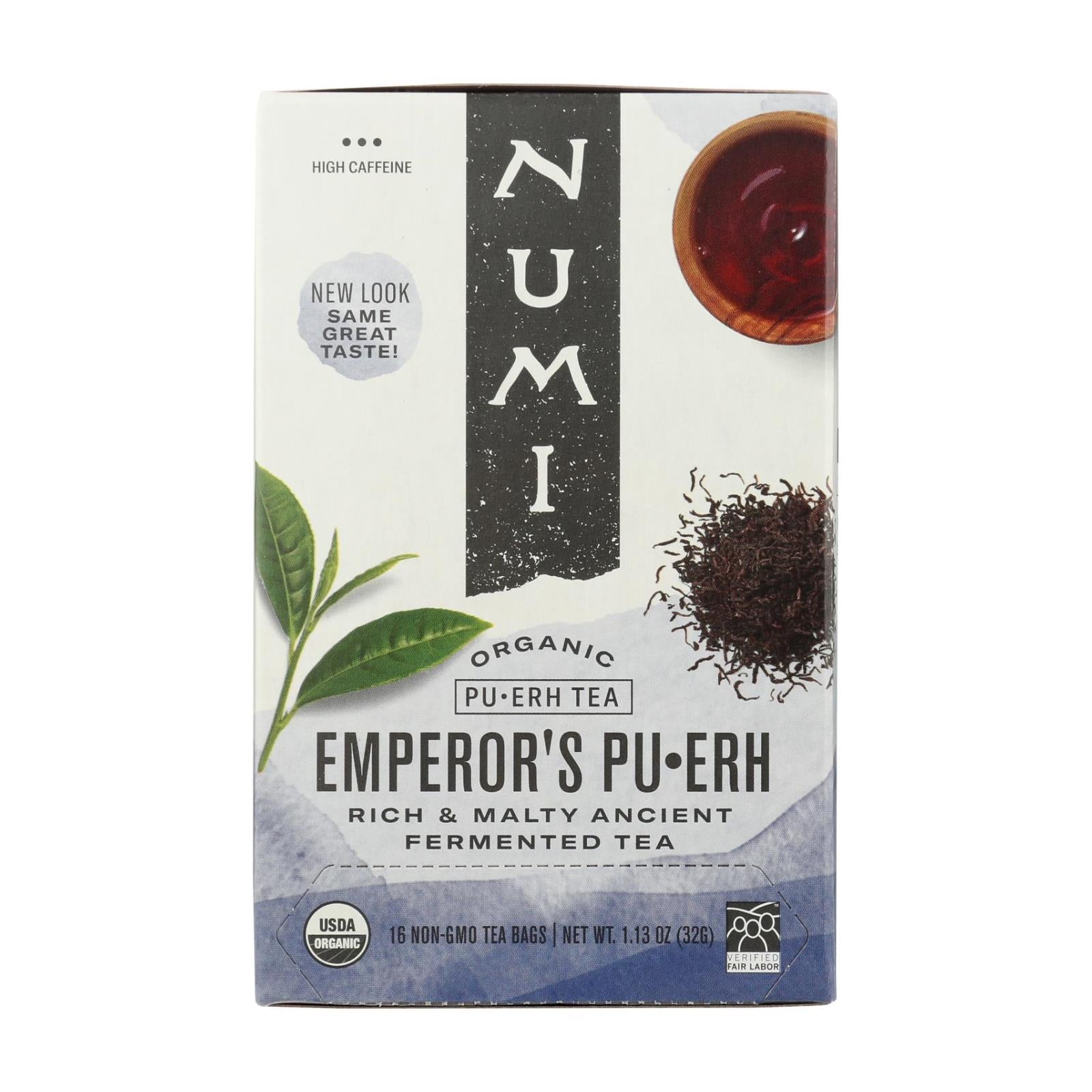 Numi Emperor's Puerh Black Tea - 16 Tea Bags - Case Of 6