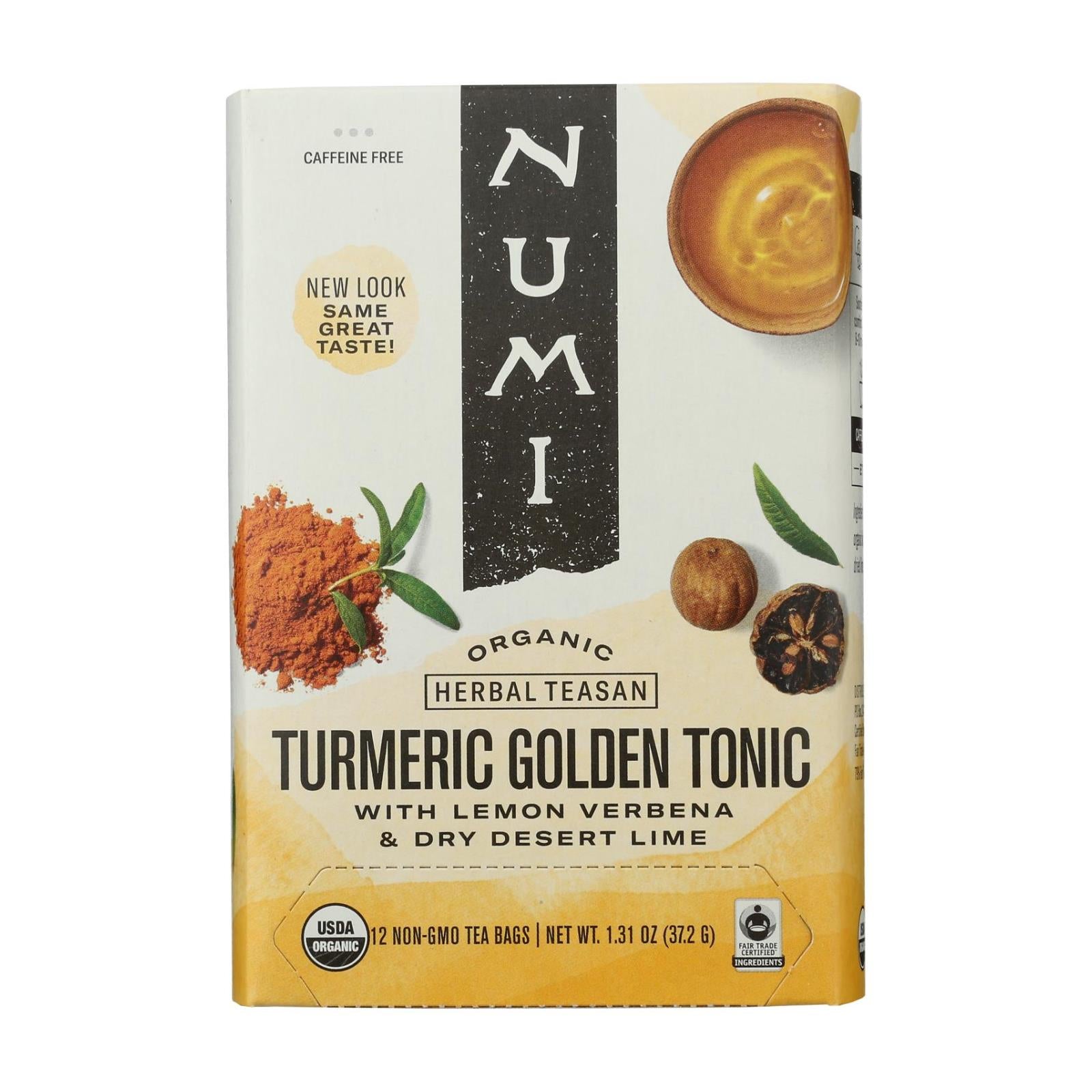 Numi Tea - Organic - Turmeric - Golden Tonic - 12 Bags - Case Of 6
