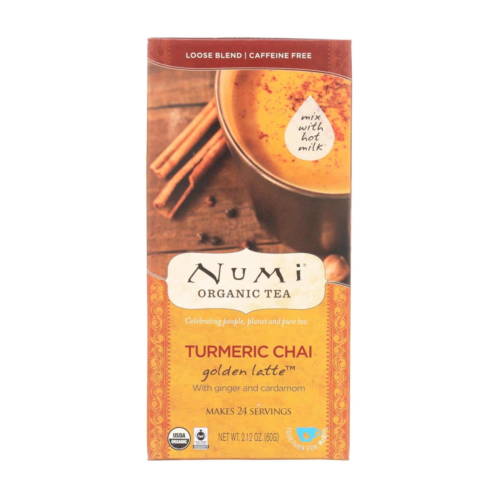 Numi Tea Golden Latte - Organic - Turmeric Chai - Case Of 6 - 2.12 Oz