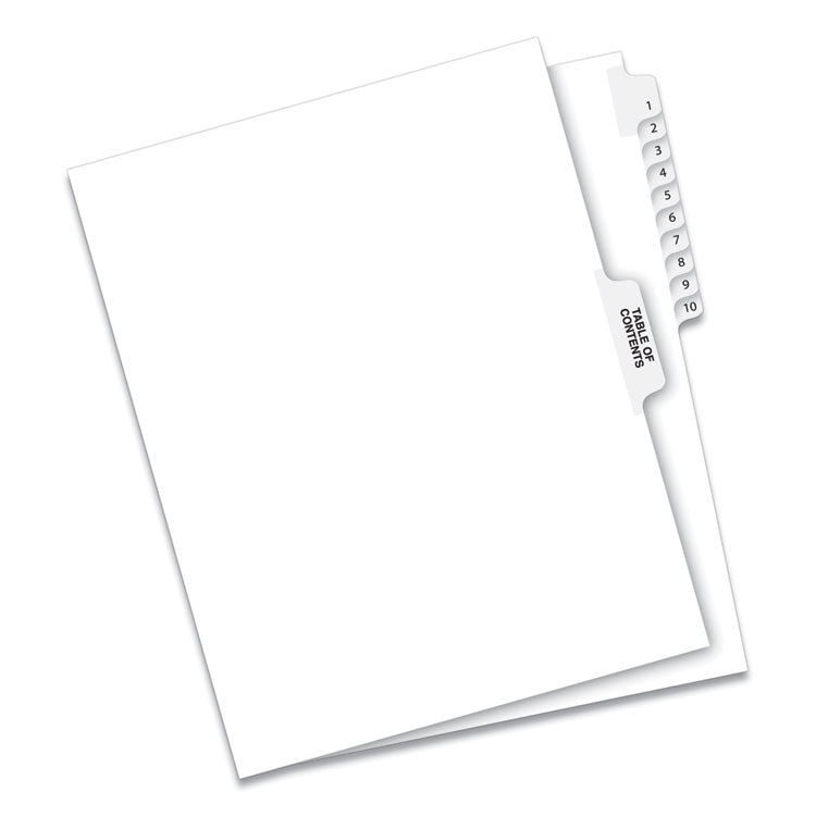 Avery - Preprinted Legal Exhibit Side Tab Index Dividers, Avery Style, 11-Tab, 1 to 10, 11 x 8.5, White, 1 Set