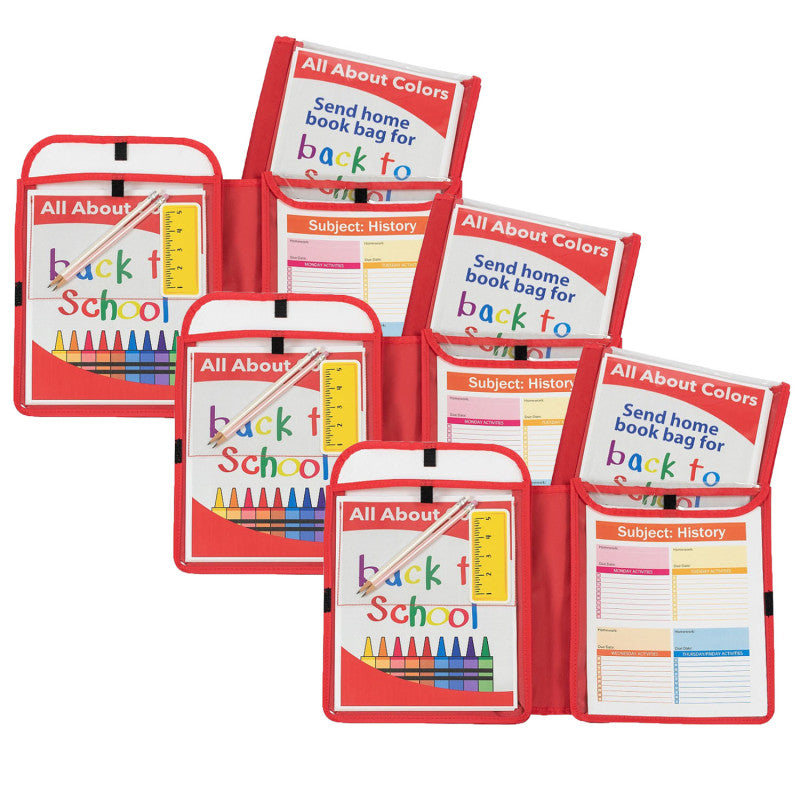 C-LINE - Homework Connector Folder, Red, Pack of 3