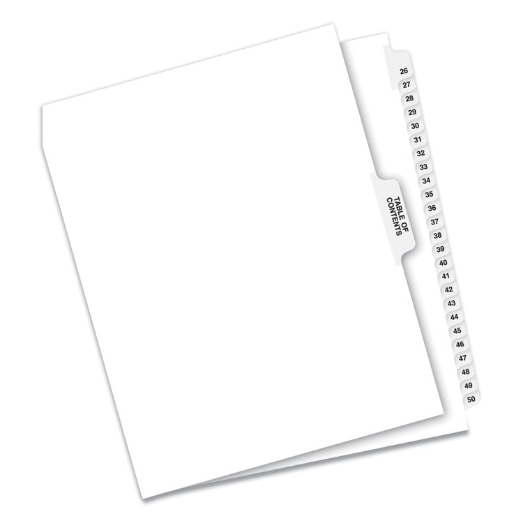 Avery - Preprinted Legal Exhibit Side Tab Index Dividers, Avery Style, 26-Tab, 26 to 50, 11 x 8.5, White, 1 Set