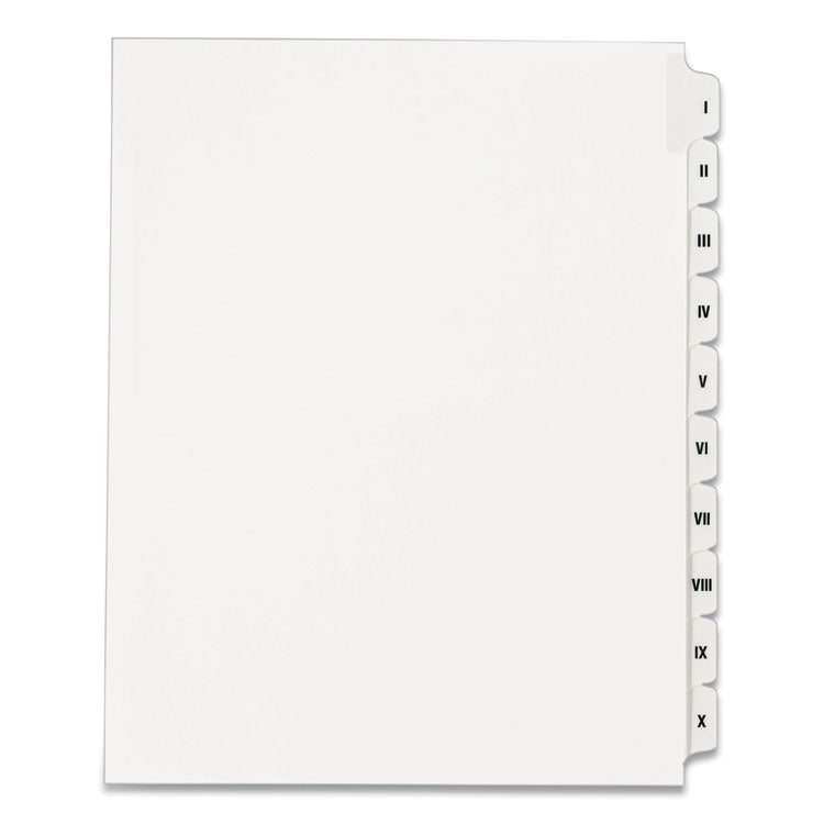 Avery - Preprinted Legal Exhibit Side Tab Index Dividers, Allstate Style, 10-Tab, I to X, 11 x 8.5, White, 1 Set