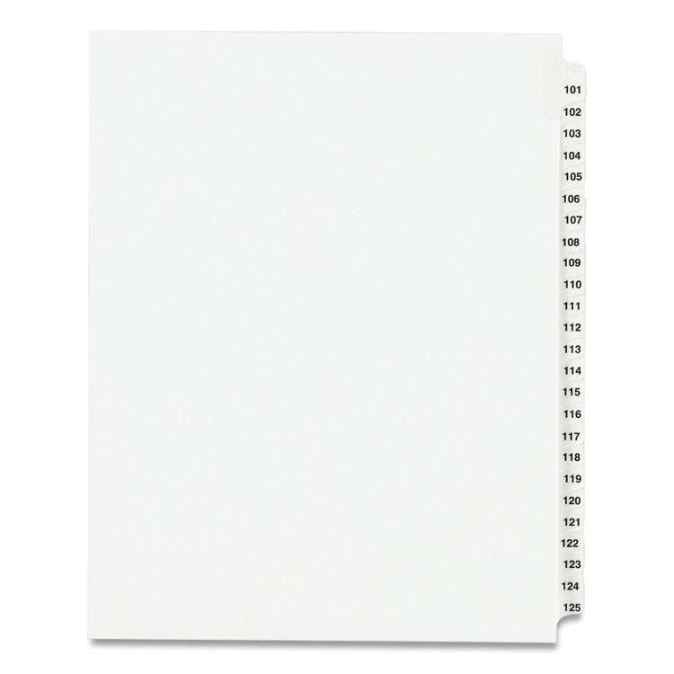 Avery - Preprinted Legal Exhibit Side Tab Index Dividers, Avery Style, 25-Tab, 101 to 125, 11 x 8.5, White, 1 Set, (1334)