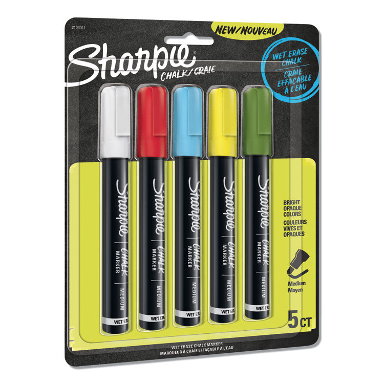 Sharpie - Wet-Erase Chalk Marker, Medium Bullet Tip, Assorted Colors, 5/Pack