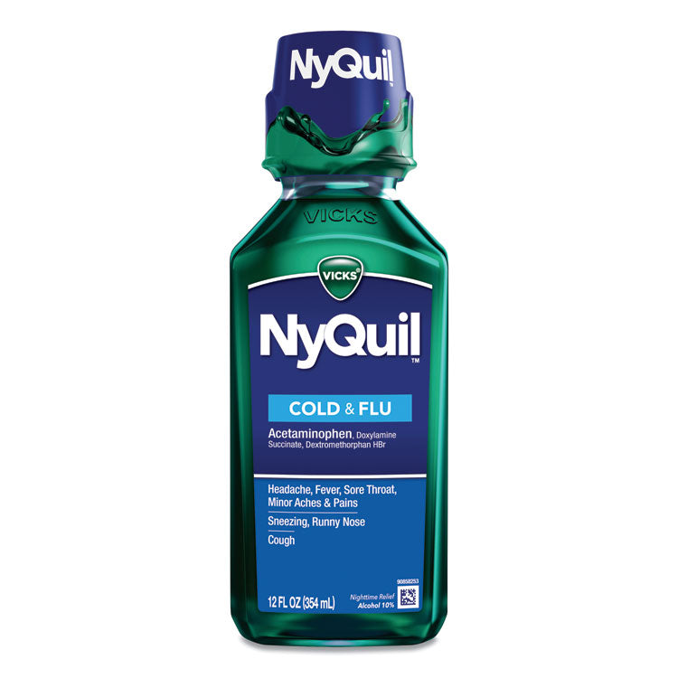 Vicks - NyQuil Cold and Flu Nighttime Liquid, 12 oz Bottle