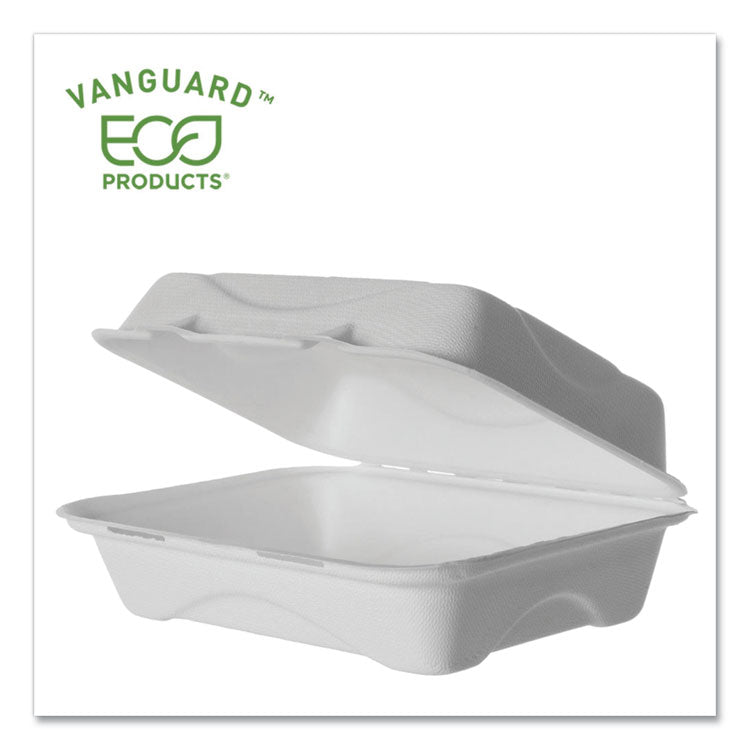 Eco-Products - Vanguard Renewable and Compostable Sugarcane Clamshells, 1-Compartment, 9 x 6 x 3, White, 250/Carton