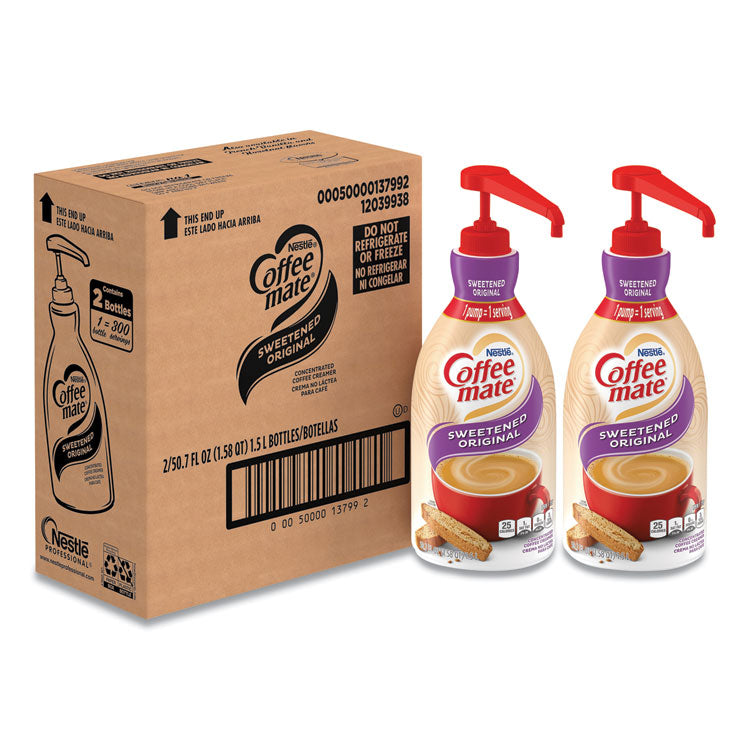 Coffee mate - Liquid Coffee Creamer, Sweetened Original, 1.5 Liter Pump Bottle, 2/Carton
