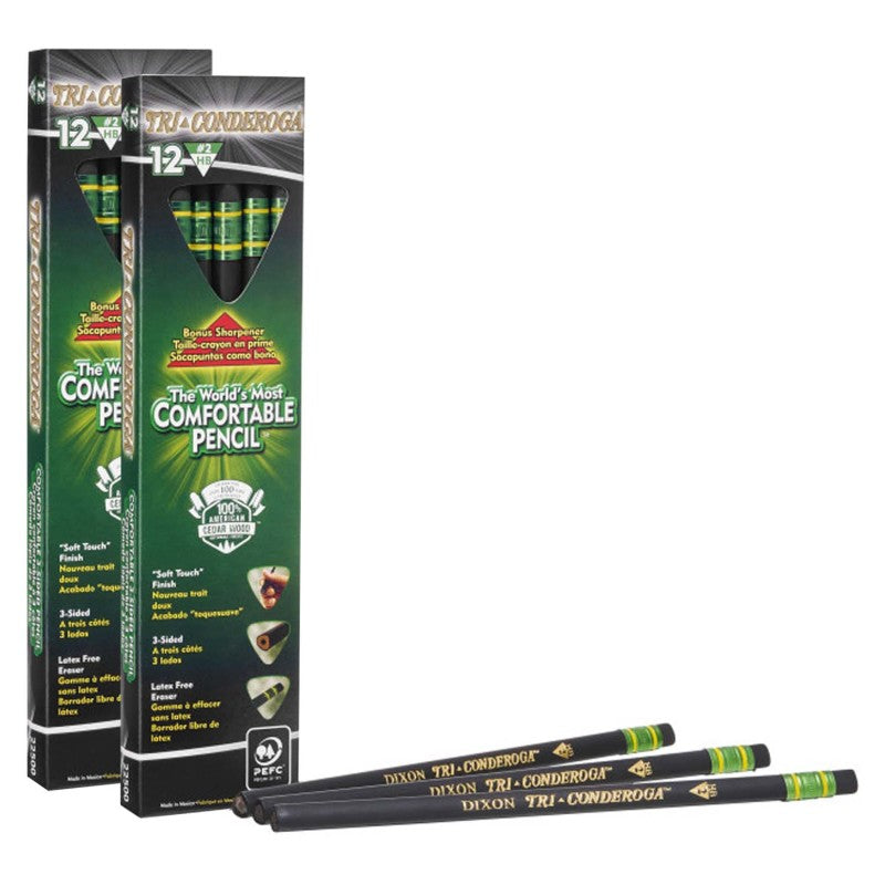 TICONDEROGA - Tri-Conderoga™ 3-Sided Pencils with Sharpener, 12 Per Pack, 2 Packs