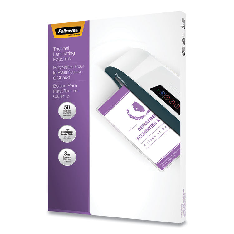 Fellowes - Laminating Pouches, 3 mil, 9" x 14.5", Gloss Clear, 50/Pack