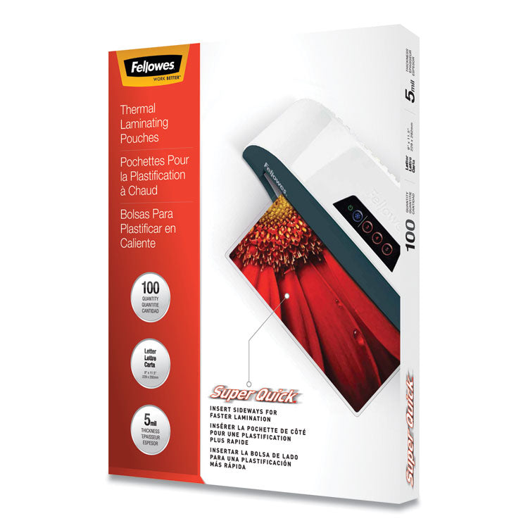 Fellowes - Laminating Pouches, 5 mil, 9" x 11", Gloss Clear, 100/Pack