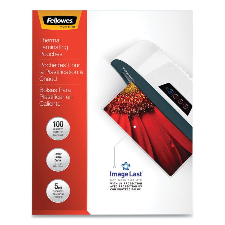 Fellowes - ImageLast Laminating Pouches with UV Protection, 5 mil, 9" x 11.5", Clear, 100/Pack