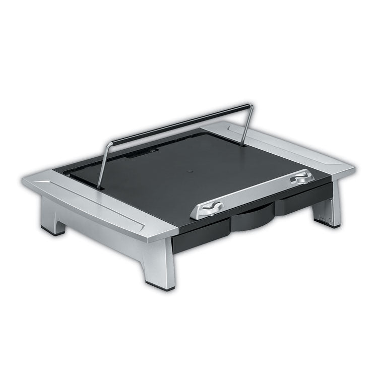 Fellowes - Office Suites Monitor Riser Plus, 19.88" x 14.06" x 4" to 6.5", Black/Silver, Supports 80 lbs